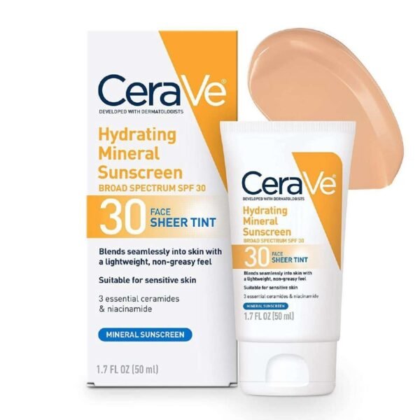 CeraVe Hydrating Mineral Sunscreen with SPF 30  1.7 Fluid Ounce