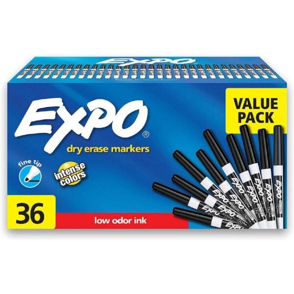 EXPO low Odor Dry Erase markers. Fine Tip. black.36 count