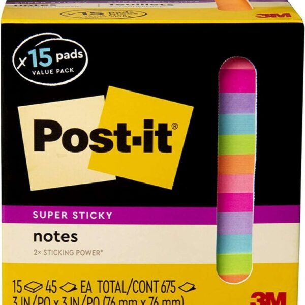 Post-it Super Sticky Notes 3x3 in Multi-color