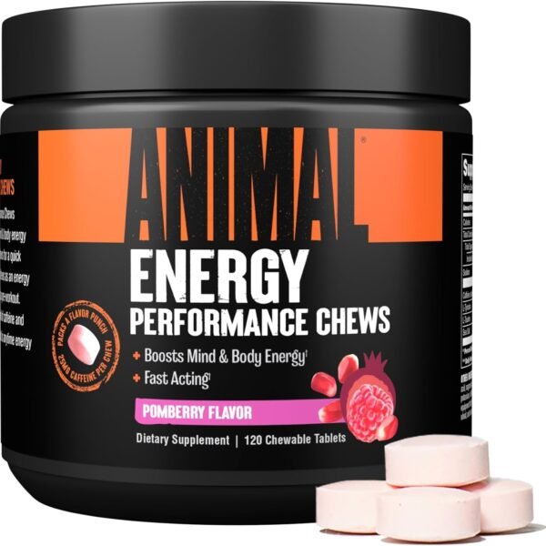 Animal Energy Chews - Fast Acting Caffeine, Nootropics, and Sea Salt Chewable Tablets for Focus