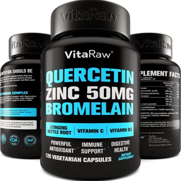 Quercetin with Bromelain 500mg Capsules, Supports Immune Response, Joint Comfort, & Overall Wellness