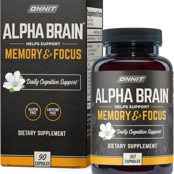 ONNIT Alpha Brain Premium Nootropic Brain Supplement, 90 Count - Caffeine-Free