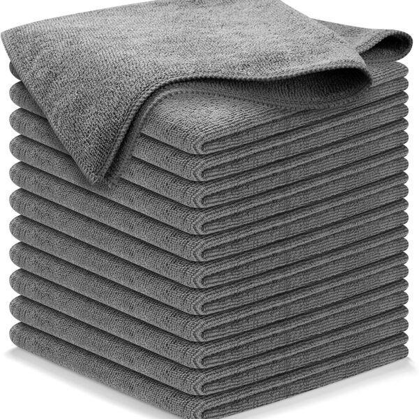 Microfiber Cleaning Cloth Grey - 12 Packs 12.6"x12.6" - High Performance - 1200