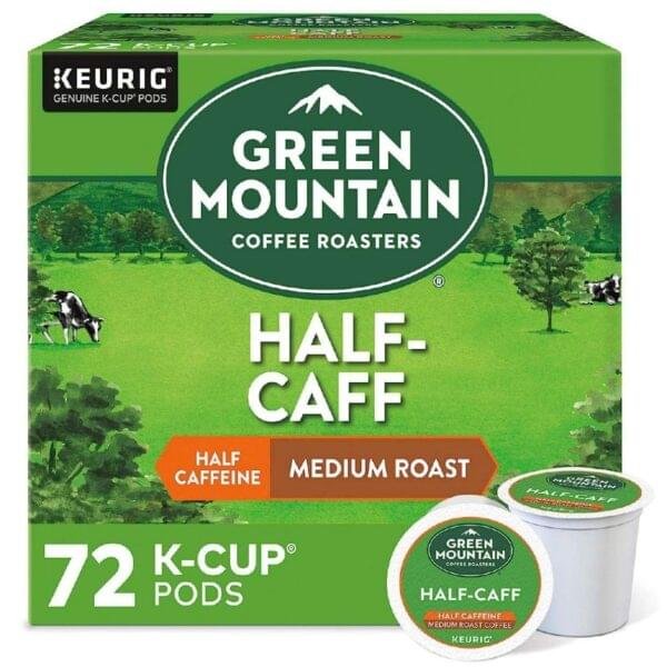 Green Mountain Coffee Roasters Half Caff  Medium Roast Coffee 12 Count (Pack of 6), Total 72 Count