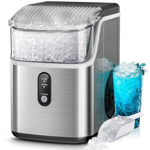 Kismile Nugget Ice Makers Countertop,Pebble Ice Maker Machine with Chewable Ice, 35lbs